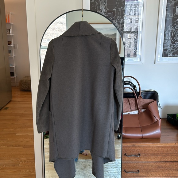 All saints wool coat with suede sleeves - olive / grey color - Picture 4 of 5
